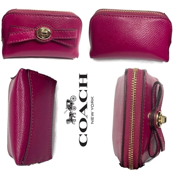 Coach Cosmetic Bag Set of 2 Gift Box NWT Raspberry - Picture 4 of 7
